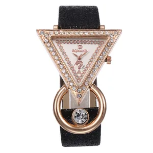 Часы женские кварцевые, с кожаным ремешком и бриллиантами