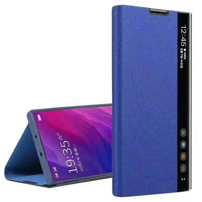Синий Для samsung Galaxy Note 10 Plus Note 9 8 S9 S10 S8 плюс S10E смарт-чехол из кожи с окошком флип-чехол для телефона чехол - Цвет: Синий