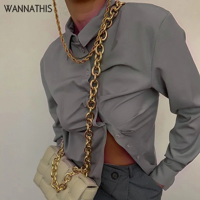 

WannaThis Blouse Women Turn-down Collar Long Sleeve Elegant Soft Tops Autumn Button Casual Costume Women's Shirt Streetwear 2020