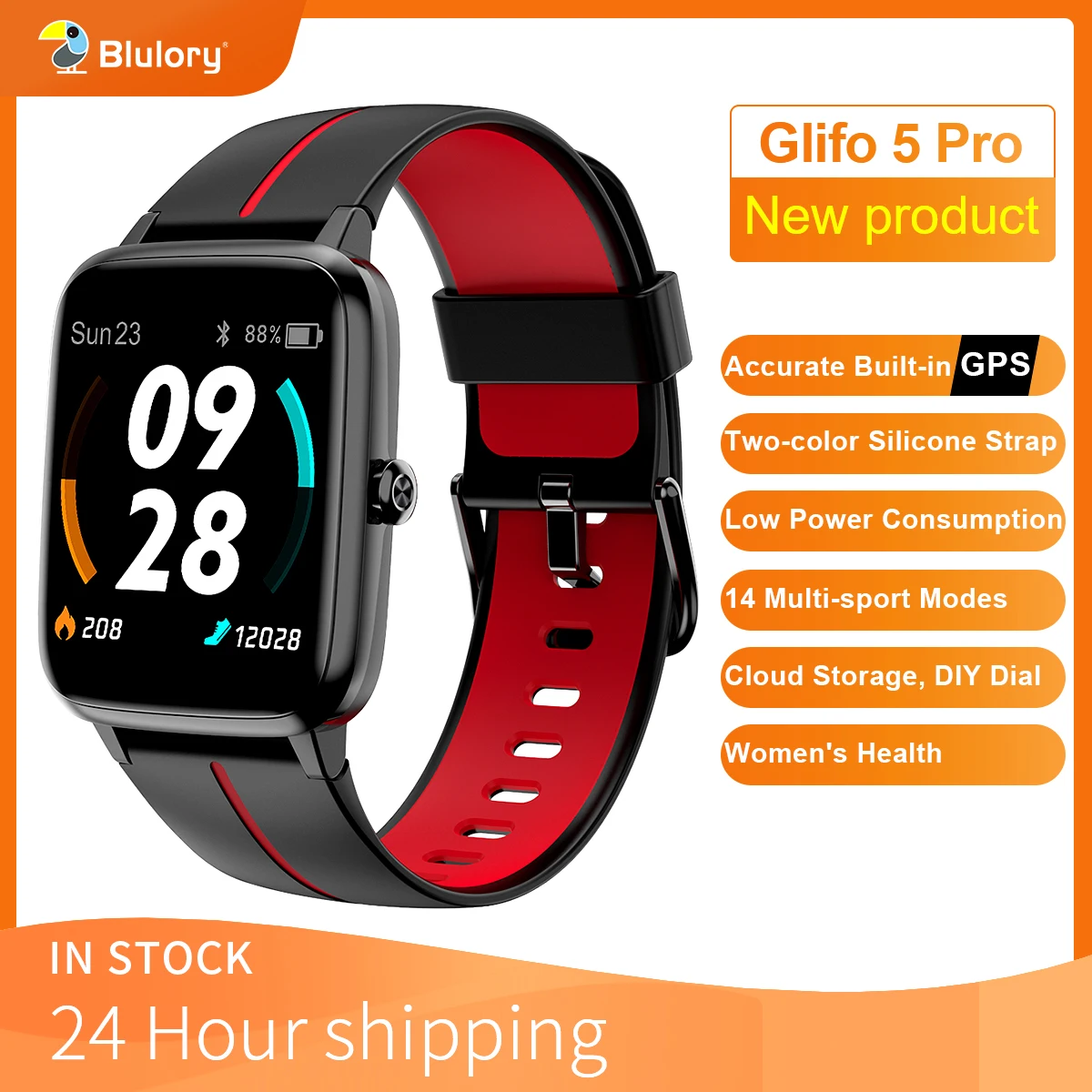 Photo Product Blulory GPS Sport Waterproof IP68 Smart Watch Heart Rate Monitor Smartwatch android Bluetooth5.0 watches mens 2021 Women's