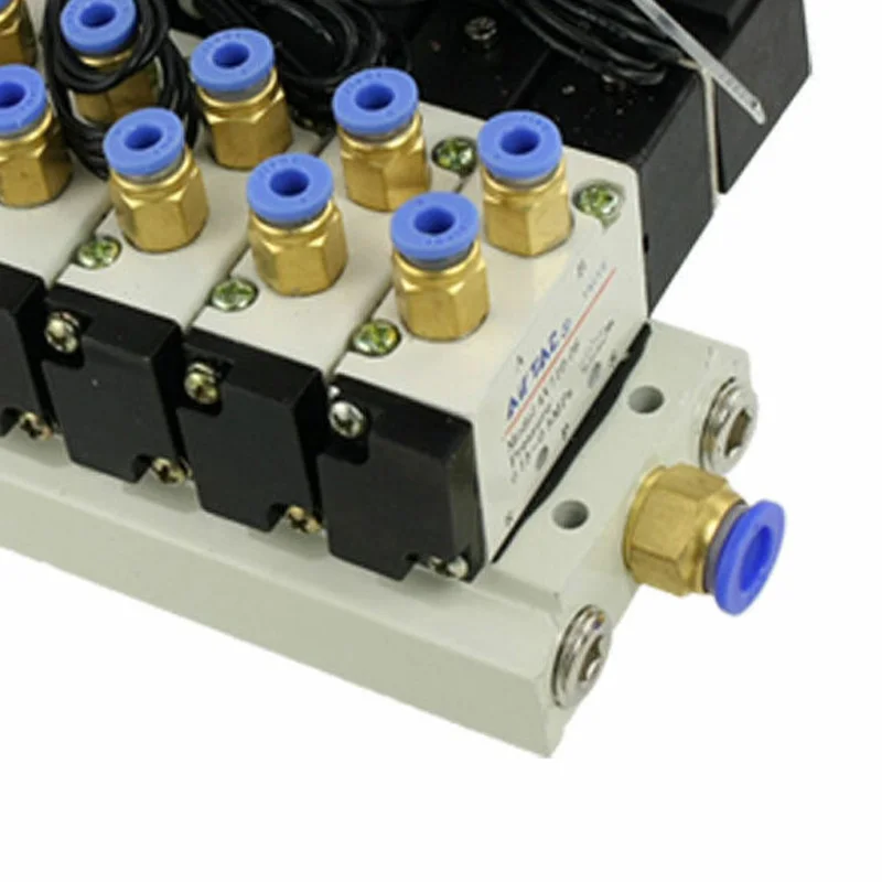 

4V 110-06 DC12V Quintuple Solenoid Valve Mufflers 4mm Quick Fittings Base Set 0.15 - 0.8MPa 32 Cm / 12.6" Solenoid Valve Set