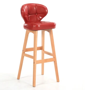 

Nordic rotating bar stools solid wood high stools retro bar chair backrest simple bar stool home
