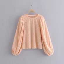 Новые женские модные повседневные блузки с круглым вырезом