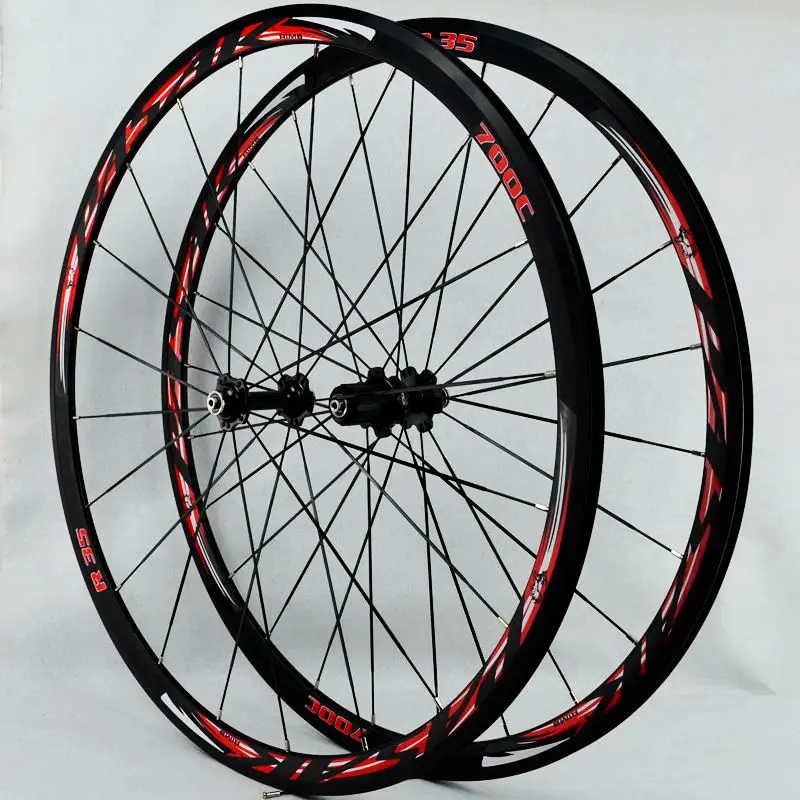 black hub red logo Pasak R35 подшипник колеса для шоссейного велосипеда 700C комплект велосипедных колес 11 скоростных плоских спиц C тормоз V тормоз - Цвет: black hub red logo