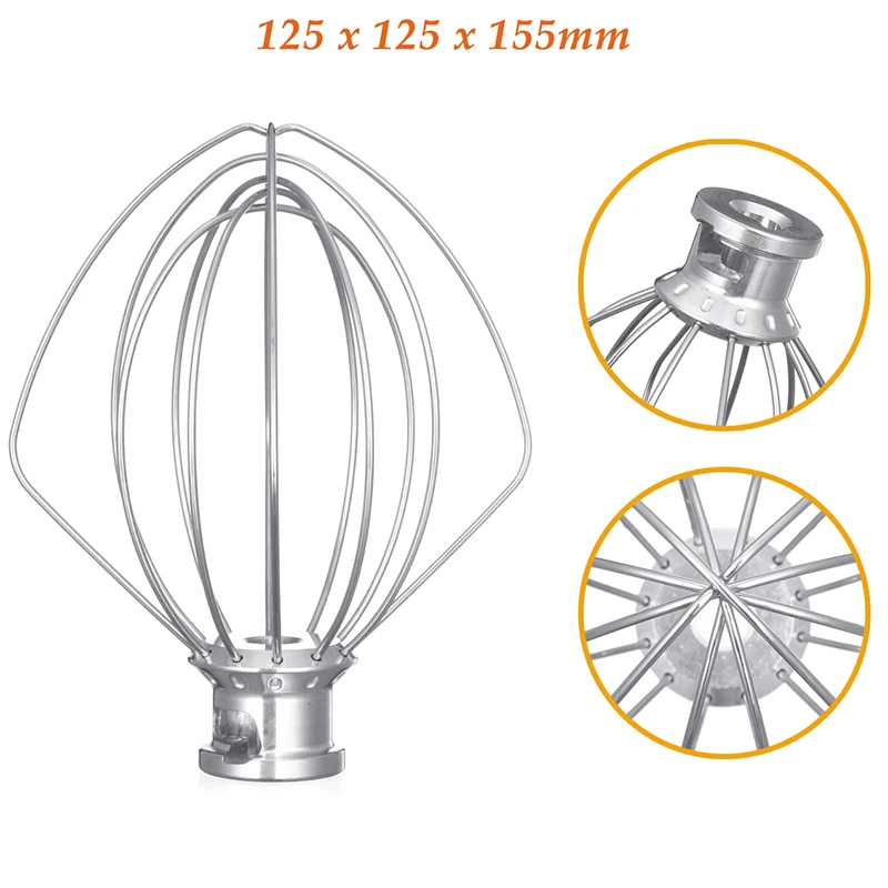 Stainless Steel Wire Whip Mixer Attachment for Kitchenaid K45Ww 9704329 Flour Cake Balloon Whisk Egg Cream Stirrer