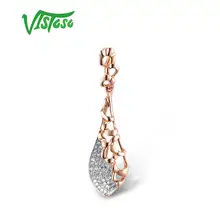 VISTOSO золотые подвески для женщин Аутентичные чистые 14K 585 розовое золото сверкающие алмаз простой классический кулон свадебные ювелирные изделия