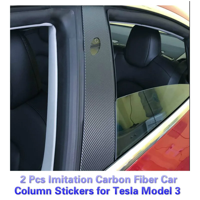 

BAFIRE 2 Pcs Imitation Carbon Fiber Car Window Column Stickers for Tesla Model 3 Window Column Protector Exterior Decoration