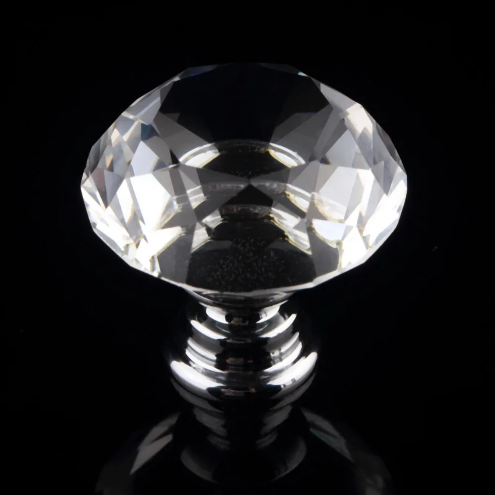 1pcs 30mm Diamond Crystal Glass Alloy Door Drawer Cabinet Wardrobe Pull Handle Knobs Drop Worldwide Store