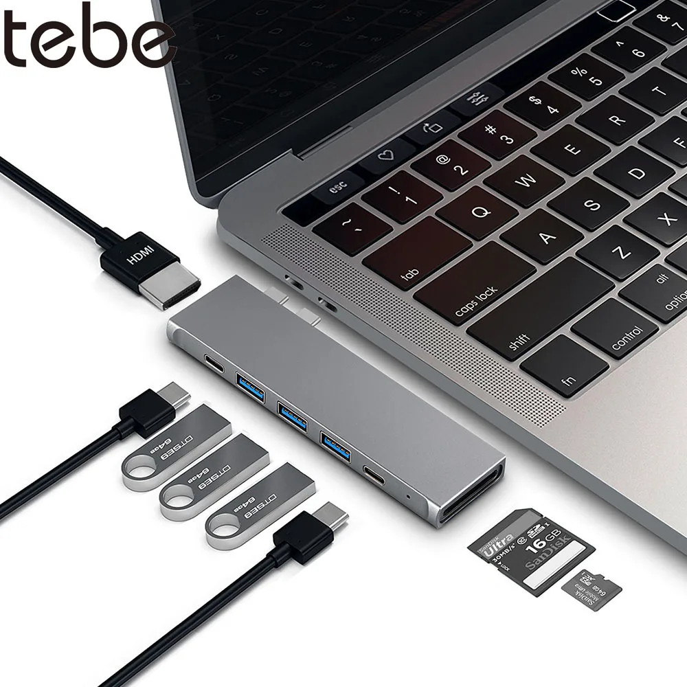 USB C к 4K HDMI Thunderbolt 3 Устройство для чтения SD/TF карт адаптер 8 в 1 Тип c док станция