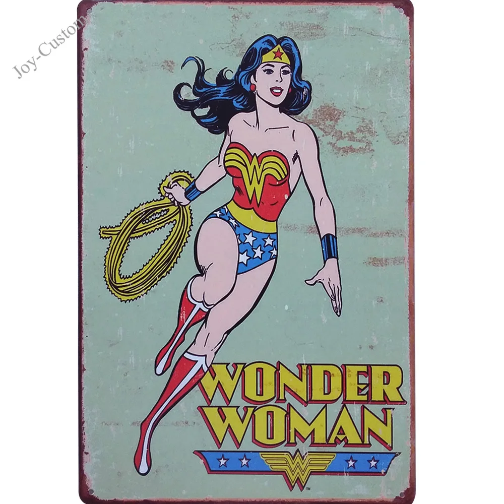 WONDER WOMAN Retro Movie Star Metal Decor Plaque Tin Vintage Cartoon Sign Animation Cinema Film Poster Home Wall 20x30cm | Дом и сад