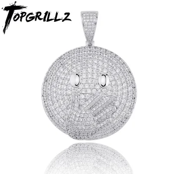

TOPGRILLZ Pouting By Hand Character Iced Out Cubic Zircon Pendant&Necklace Gold Silver Plated Hip Hop Jewelry