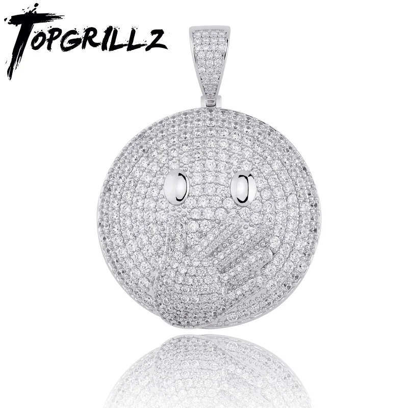 TOPGRILLZ Pouting от руки характер Льдом Из кубического циркония кулон и ожерелье