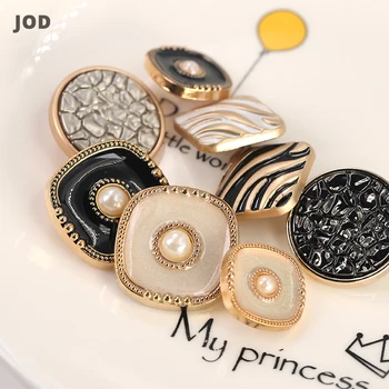 

Black Gold Metal Buttons for Clothing Women Suit Coat Cc Pearl Button Decorative on Clothes Sewing Fashion Garment Design JOD
