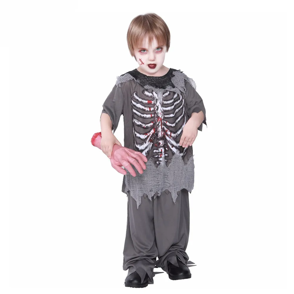 

Kids Horror Skeleton Cosplay Costume Boys Girls Bloody Zombie Outfits Halloween Carnival Easter Purim Fancy Dress