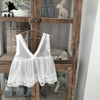 

Spring and Summer 2020 New Arrival Kids Clothing Girls' Literature Little Fairy Lace Mesh Yarn Vest Universal Vest Sexy Top