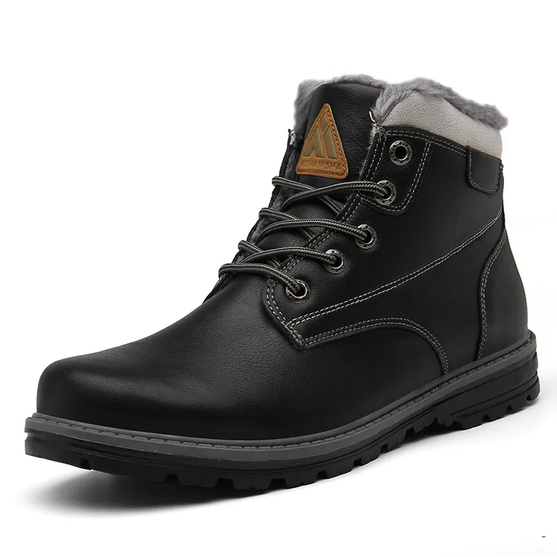 Christmas Winter Shoes Snow Boots Men Leather Ankle Boots Boy Work
Shoes Boots Male Warm Fur Flat Platform Booties Zapatos Tenis