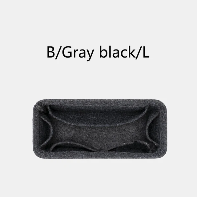 BAMADER Insert Handbag Women Makeup Organiser Felt Insert Bag liner Travel Organizer Portable Cosmetic Bag Shaper For Neonoe B.Gray black.L