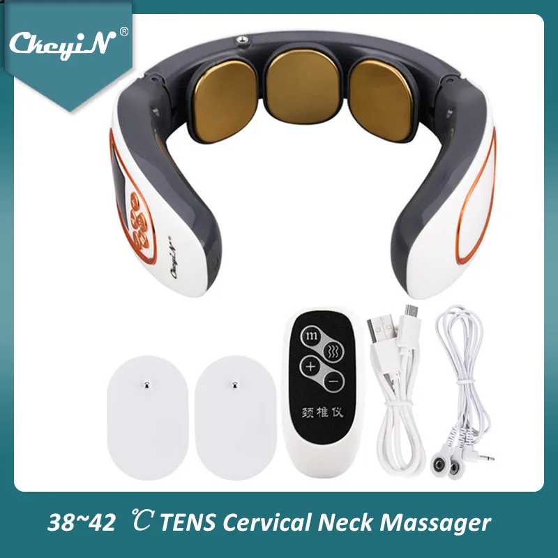 Electric Pulse Neck Massager TENS Cervical Massager Pain Relief Relaxation Therapy Shoulder Deep Tissue Massage Remote Control