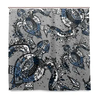 

Colorful Abstract Cute Turtle Home Bathroom Set Polyester Fabric Shower Curtain Home Art Decoration with Hooks