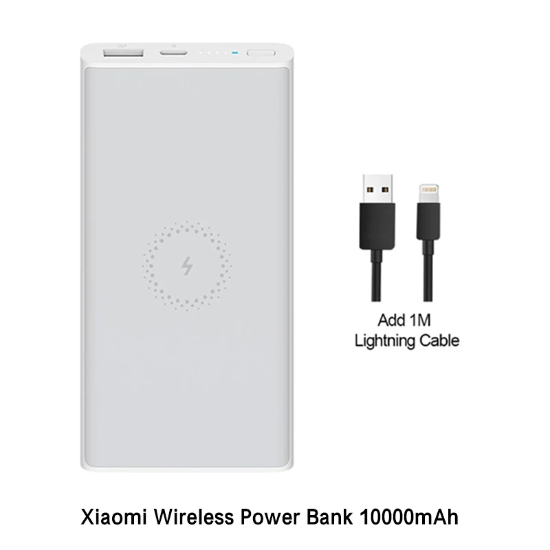 white Add Lightning Xiao mi Беспроводной внешний аккумулятор 10000 мАч Qi Быстрое беспроводное зарядное устройство usb type C mi power Bank PLM11ZM портативное зарядное устройство - Цвет: white Add Lightning