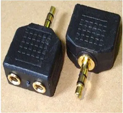 

DHL/EMS 500PCS gold-plated 3.5MM Male plug TO double 3.5mm Female socket for Headphones-A8