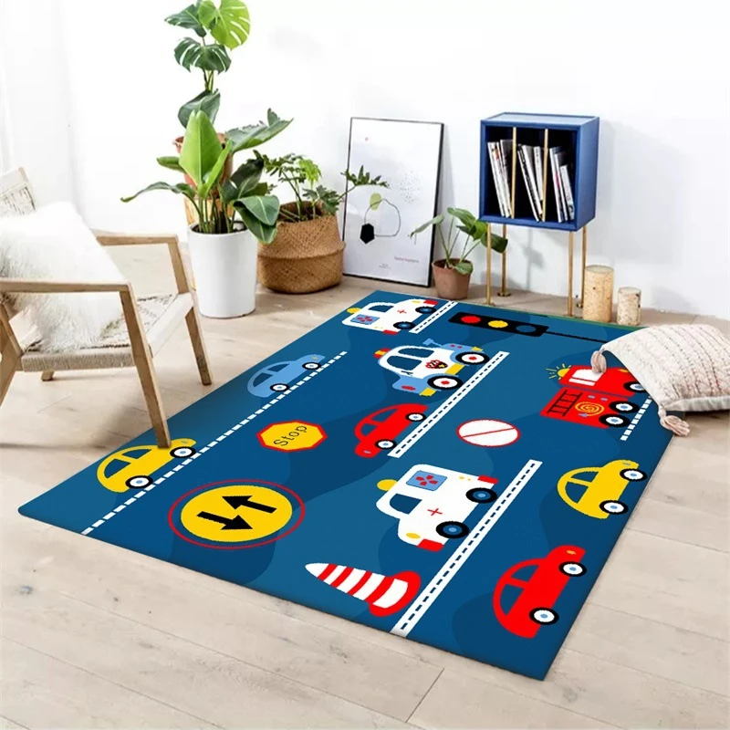 Alfombrilla de juego de dibujos animados para coche bebé, alfombra antideslizante para habitación de niños, desarrollo de suelo, gatear| Alfombra| AliExpress