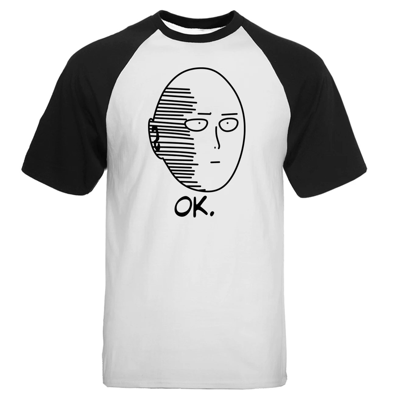 One Punch Man Saitama Футболка мужская OK реглан японского аниме футболка мультфильм футболки летние топы хлопок короткий рукав забавная футболка