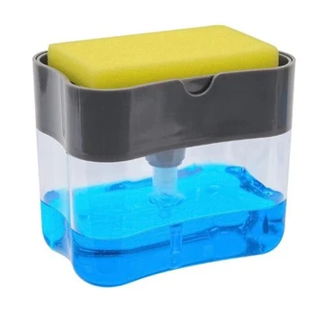 

Kitchen Dishwashing Brush Press The Liquid Box Sponge Wipe Combination Kitchen Dishwashing Detergent Cleaning Brush
