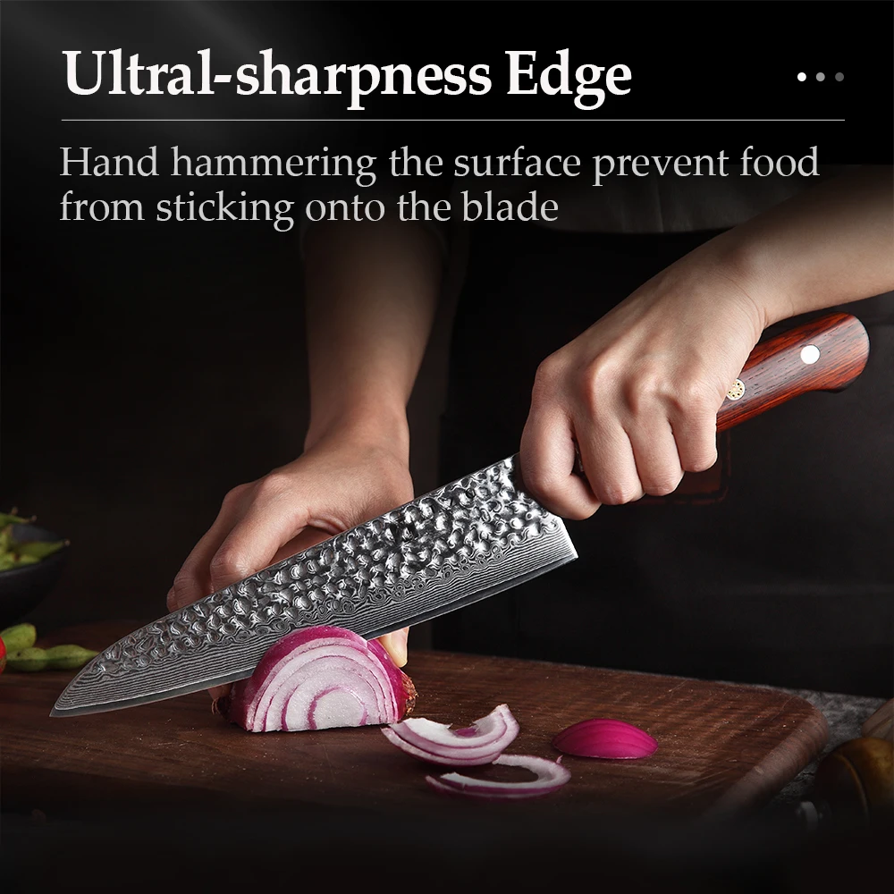 Нож шеф повара vg10 из дамасской стали 8 5 дюйма|damascus kitchen|knife damascus kitchenchef knife |