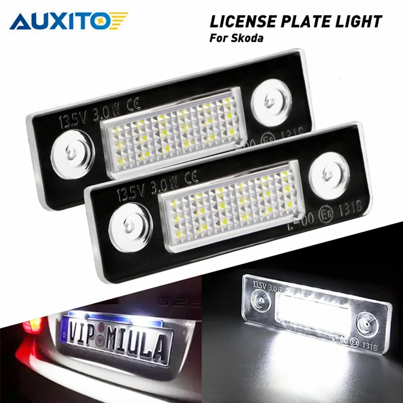 

For VW Skoda Octavia 1Z Roomster 5J CANBUS Car LED Number License Plate Lights Error Free 3528 SMD White Number Plate Lamp