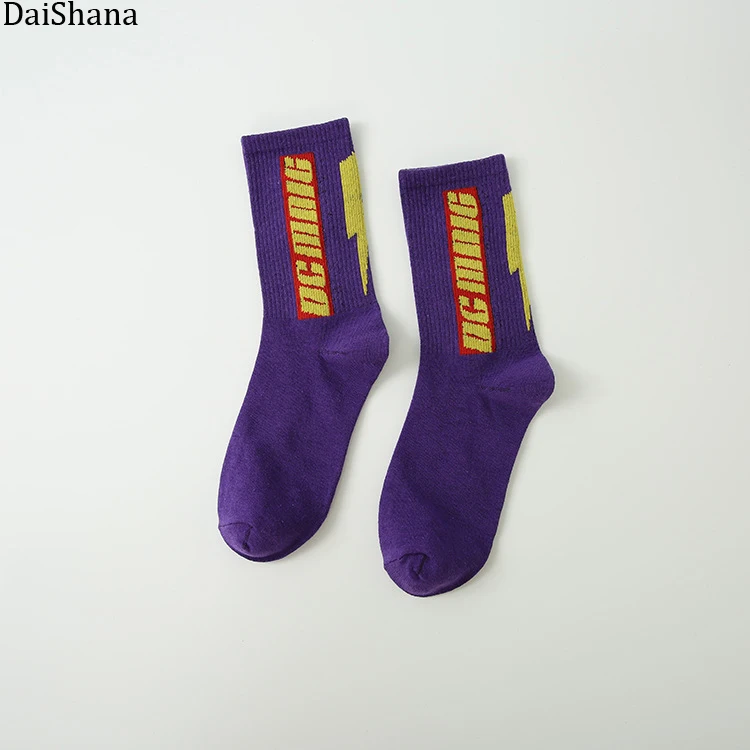 DaiShana/новые модные мужские носки в стиле Харадзюку, Длинные хлопковые носки в стиле хип-хоп, крутые забавные носки для скейтеров, повседневные мужские носки с молнией - Цвет: ZB1055