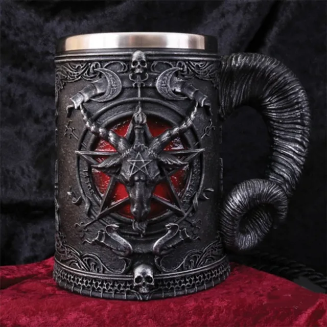 $US $17.49 Baphomet coffee mugs 3D Resin stainless steel Tankard Beer Mug Skull cups and mugs Creative drinkwa