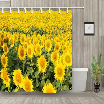 

Sunflower field landscape Shower Curtain Bathroom Fabric & 12hooks