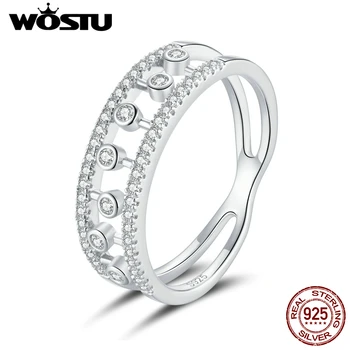 

WOSTU Original 925 Sterling Silver Double Layers Zircon Ring Dreamy Bubbles Ring For Women Wedding Fashion Silver Jewelry CQR688