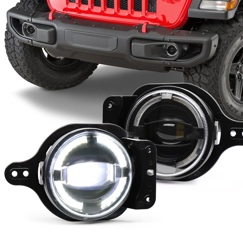 

Compatible with Wrangler-JL 2018-2019 LED Fog Lights with White halo and Bracket Housing 12V DC 30W 2 pcs
