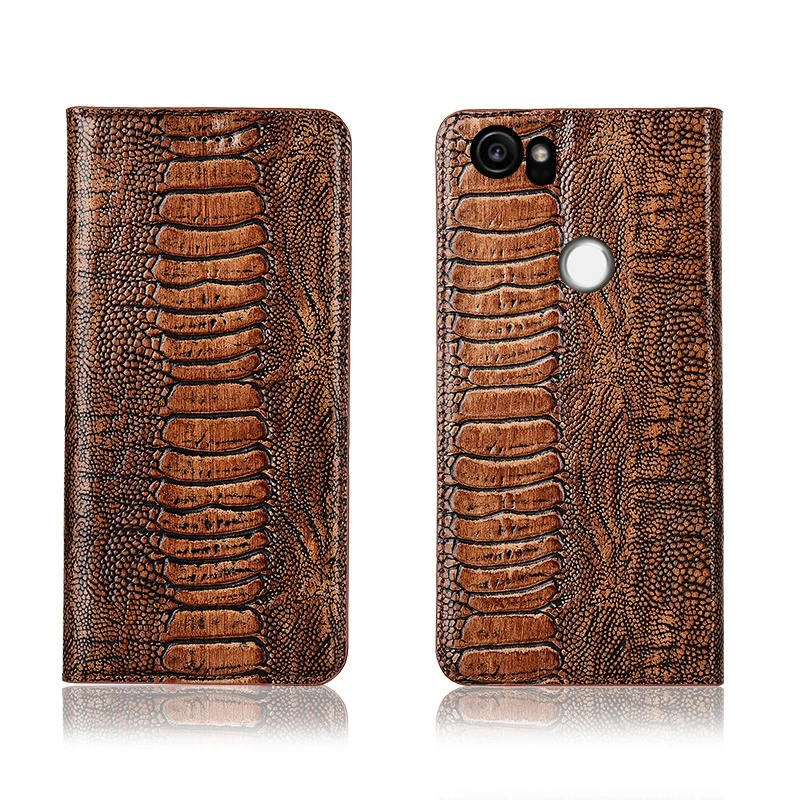

Ostrich foot pattern genuine leahther phone bag for Google Pixel 2 XL phone case for Google Pixel 2 flip cover funda back case