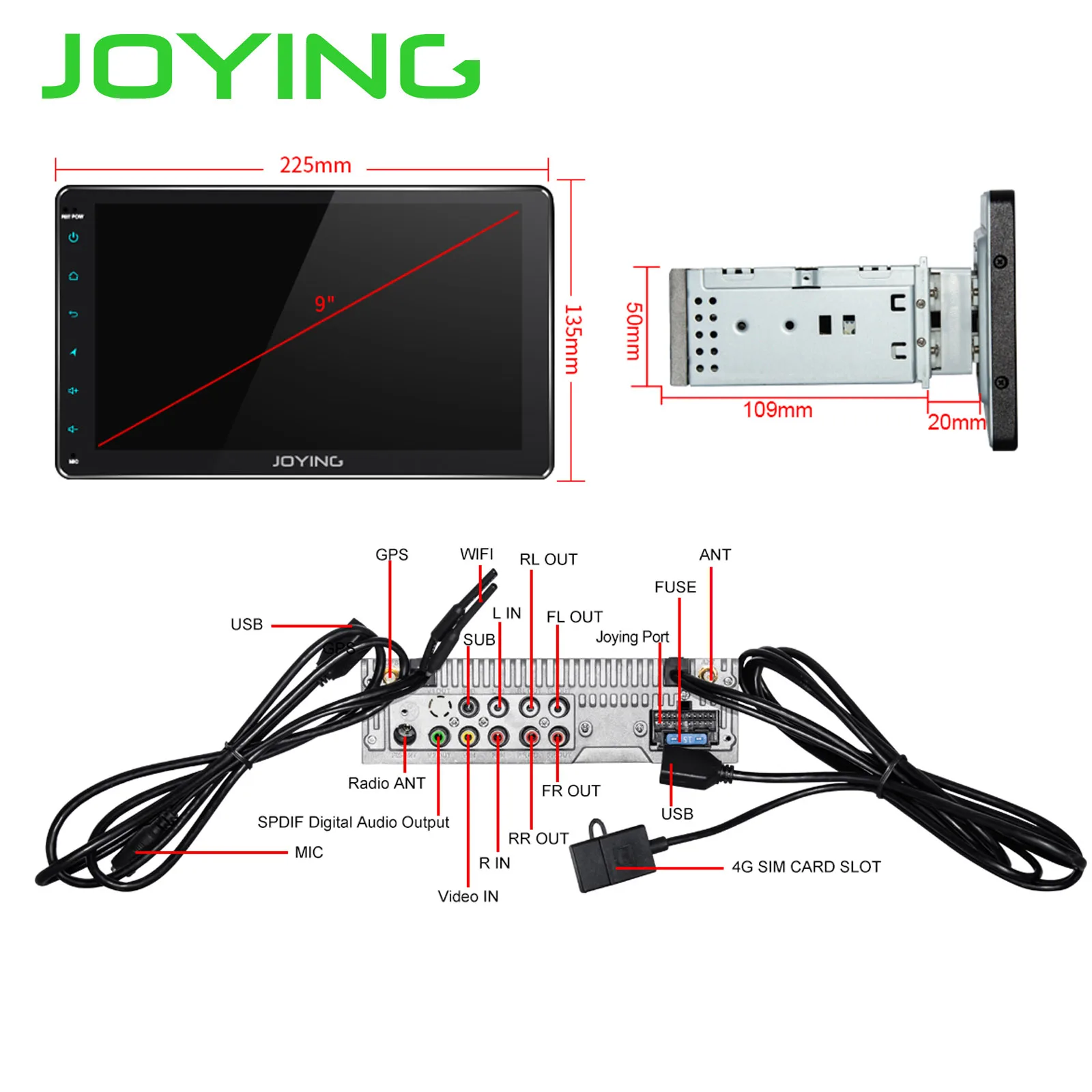 Excellent 9" Android Car Radio Stereo 4GB +64GB Octa Core Head Unit Multimedia Player Built-in 4G Modem DSP Wireless Carplay Android Auto 5