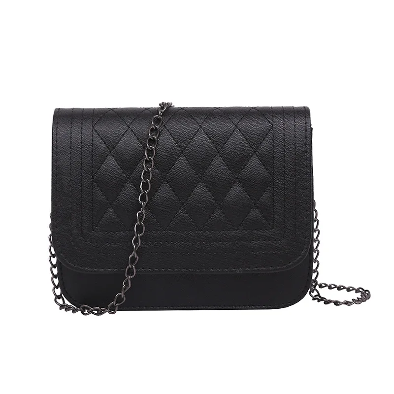 

2019 PU Leather Women Messenger Bag Plaid Ladies Crossbody Bag Chain Trendy Candy Color Small Flap Shopping Handbag