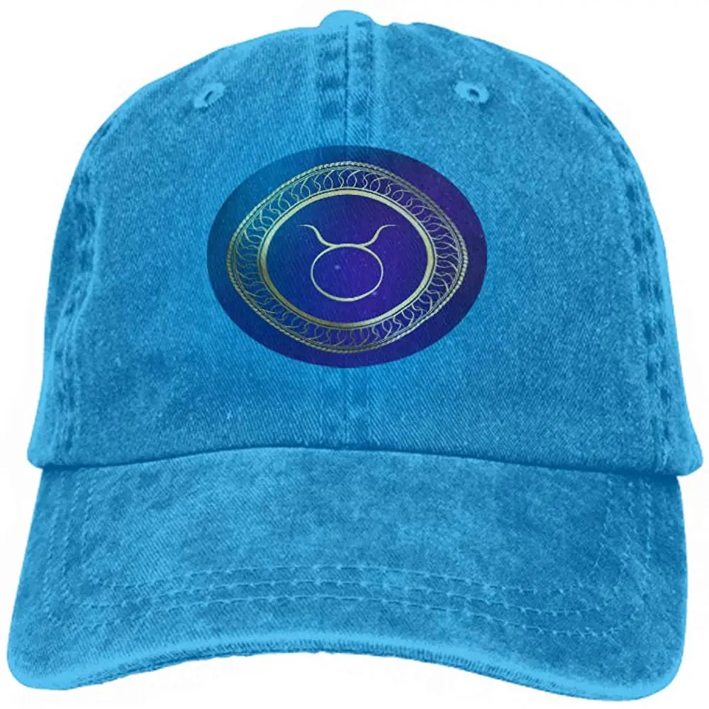 Унисекс стиль Strapback Hat бейсбольная кепка Астрология концепция Зодиак Телец Круг рамка синий