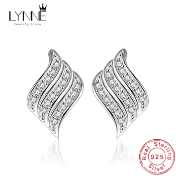 

New Fashion Party Elegant Feather Stud Earrings 925 Sterling Silver Wings Rhinestone Collar Ear Stud Women Jewelry Birthday Gift