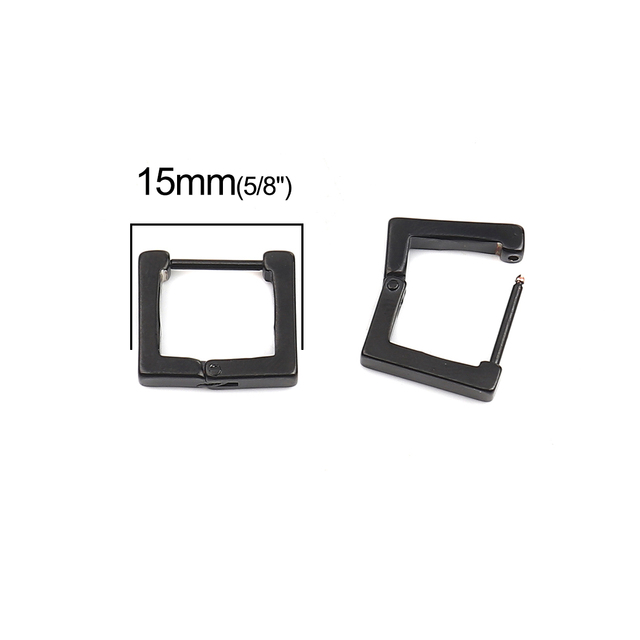 Box 304 Stainless Steel Geometric Hoop Earrings For Women Men Accessories Multicolor Black Rose Gold Loops,1 Pair