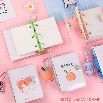 

Creative Cute Transparent 3 ring Mini Loose-leaf Hand Book Student Portable Notebook ring binder Kawaii School Supplies