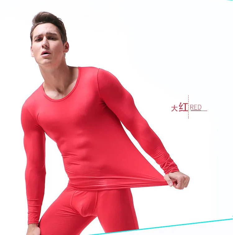 Thickened With Velvet Round Collar Long Johns Suit Male Set Men Winter Warm Thermal Underwear merino wool long underwear