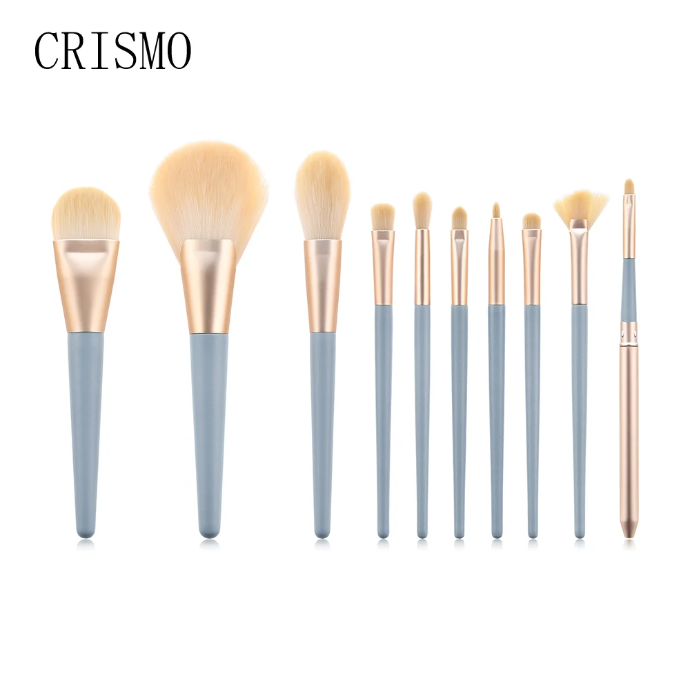

CRISMO 10PCS Makeup Brushes Set Professional Eyeshadow Foundation Blush Powder Eyeliner Eyelash Fan Make Up Brush Cosmetic Tool