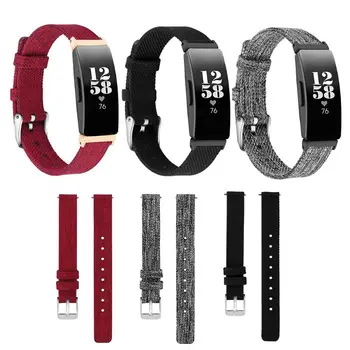 

Canvas Watch Strap Metal Connector Wristband for Fitbit Inspire/Inspire HR Watch