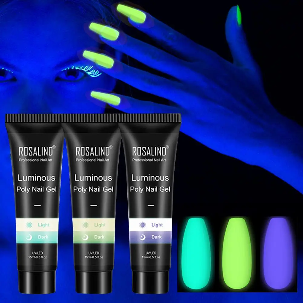 15ml 3pcs Luminous UV Nail Art Gel Glow In The Dark Jelly Builder Soak Off Finger Extension Varnish LED | Красота и здоровье