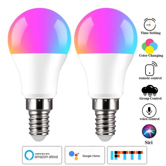 LED Smart Light Bulb Dimmable WiFi E14 Neon Lamp Siri Voice Control Alexa Google Home APP Remote Control Light Bulbs