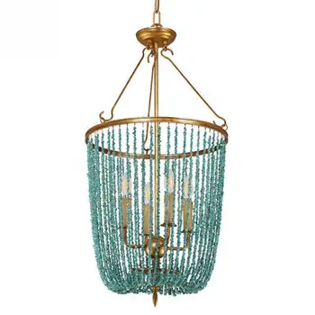 

Green turquoise stones chandelier vintage gold retro chandelier vintage golden suspension light fixture in kitchen bedroom foyer