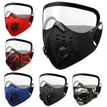 Unisex Face Mask Activated Carbon Filter With Clear Glasses Anti-saliva Washable Reusable Cycling Earloops Mouth Mask Face Cover