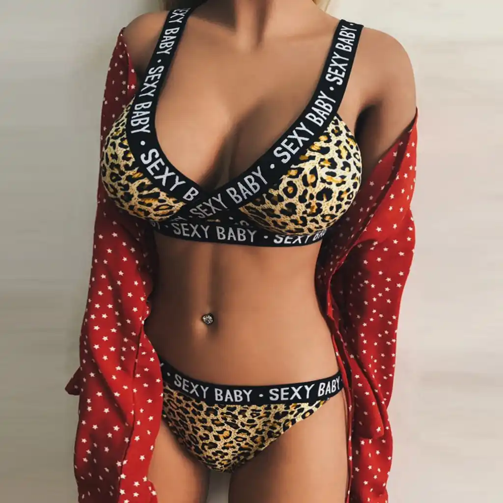 ensemble sous vêtement femme léopard